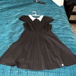 Black skater dress with studded white collar